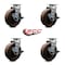 Service Caster 6'' High Temp Glass Filled Nylon Swivel Caster Set w/Roller Bearing and Brake, 4PK SCC-20S620-GFNRHT-TLB-4 - alternate 2